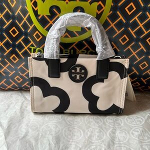 Tory Burch Ella Printed Nylon Mini Tote Bag Crossbody Bag French Cream Flower